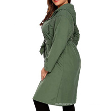 New fashion Long army green jackets plus size windbreaker women for outdoor shopping office or leisure